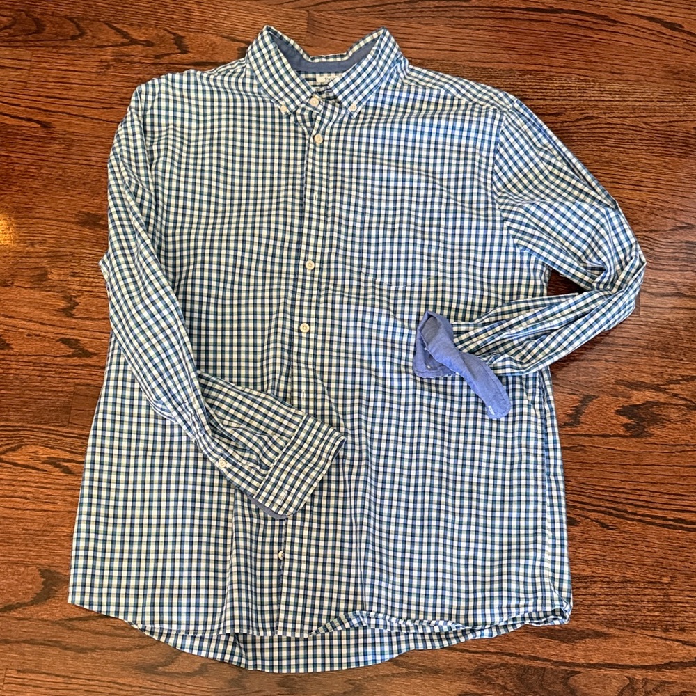 Crown & Ivy Navy and White Gingham Button Down Shirt